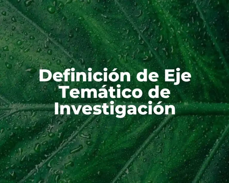 Definición de Eje Temático de Investigación