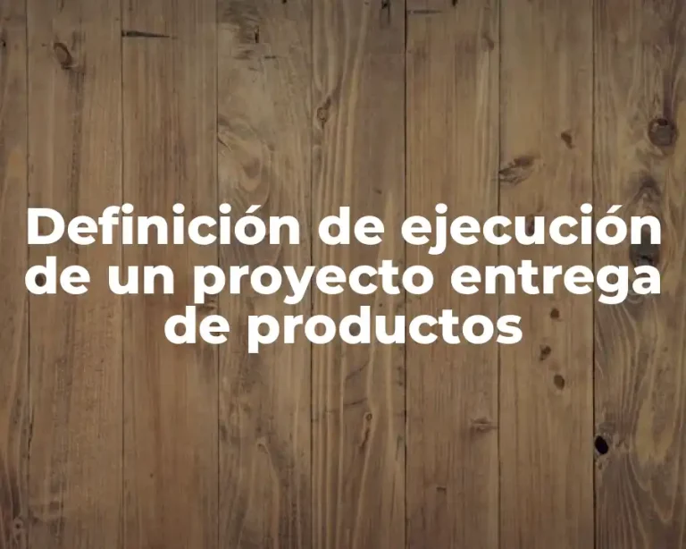 Definición de ejecución de un proyecto entrega de productos