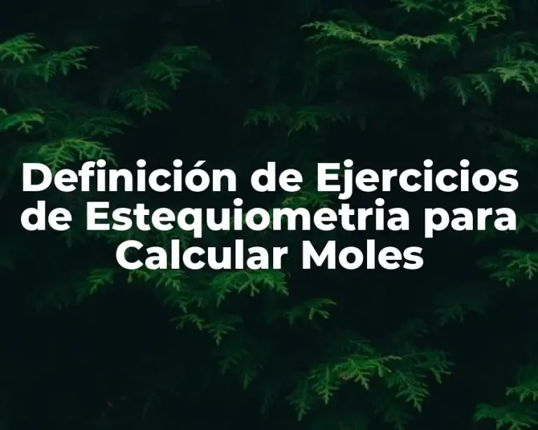 Definición de Ejercicios de Estequiometria para Calcular Moles