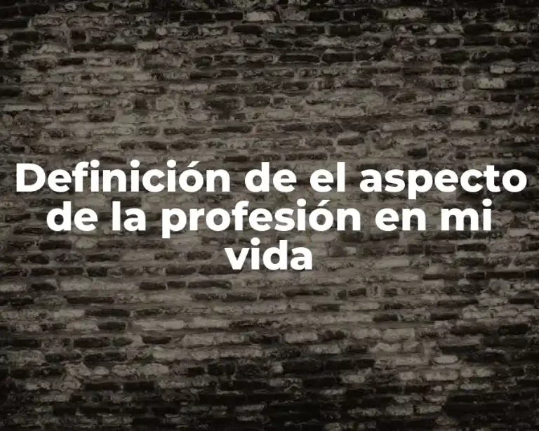 Definición de el aspecto de la profesión en mi vida
