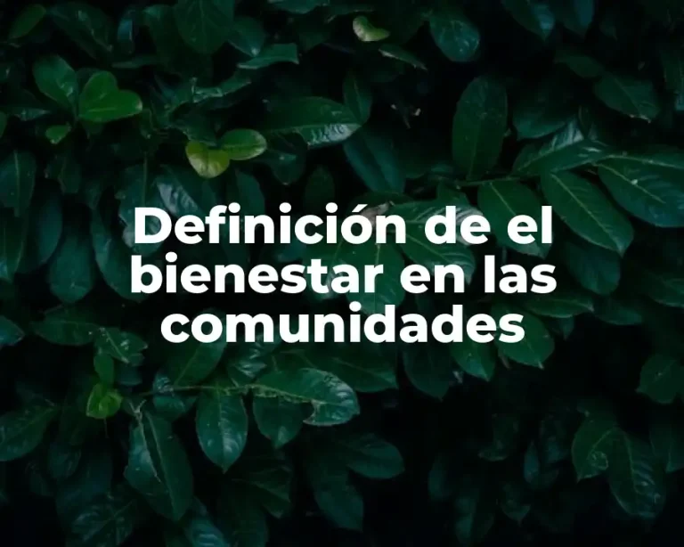 Definición de el bienestar en las comunidades