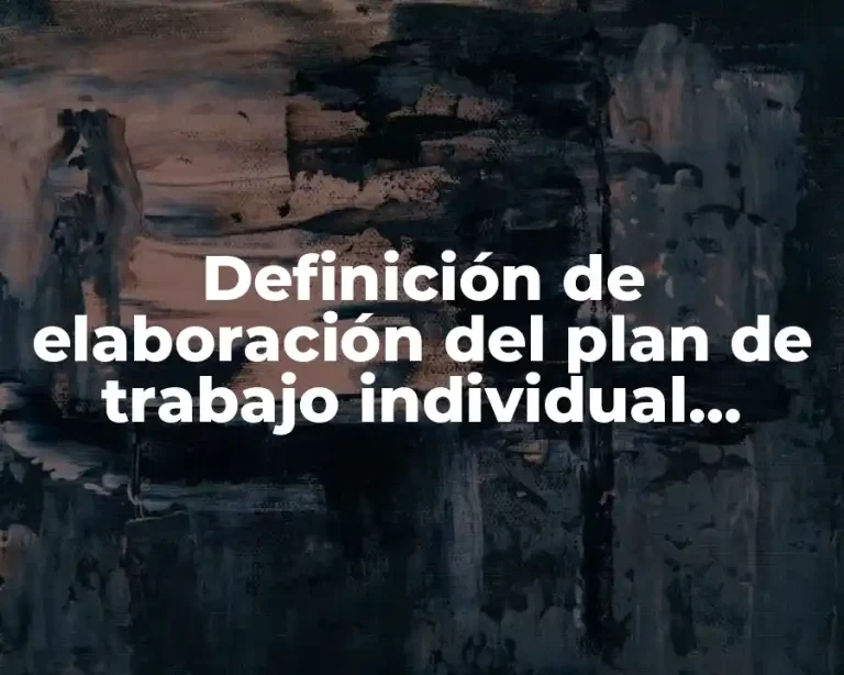 Definición de elaboración del plan de trabajo individual preescolar
