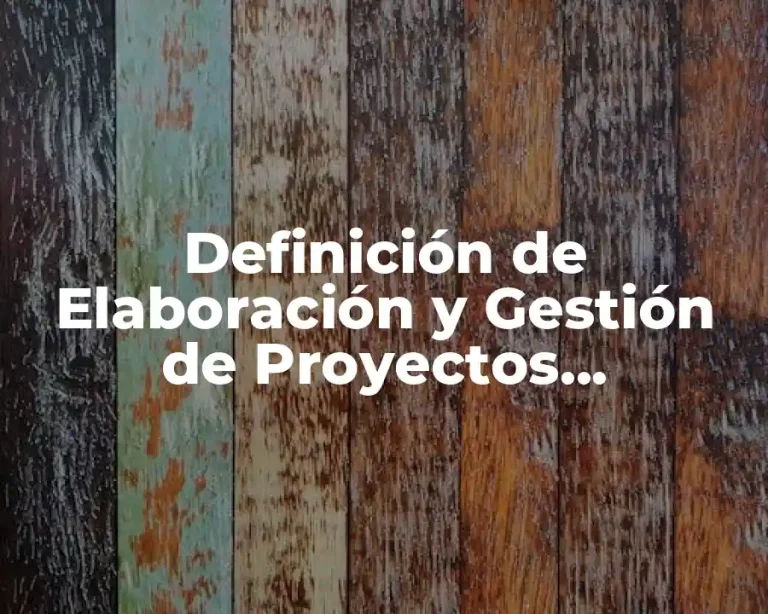 Definición de Elaboración y Gestión de Proyectos Socioproductivos