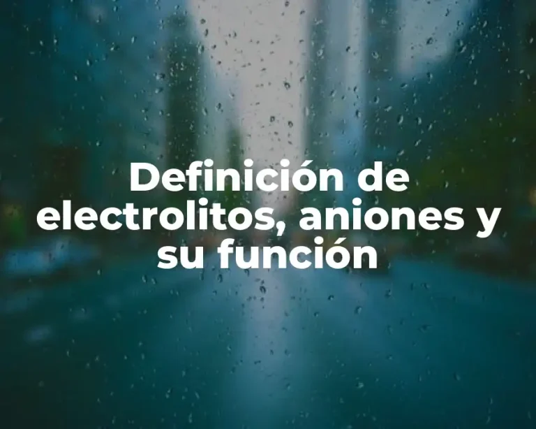 Definición de electrolitos, aniones y su función