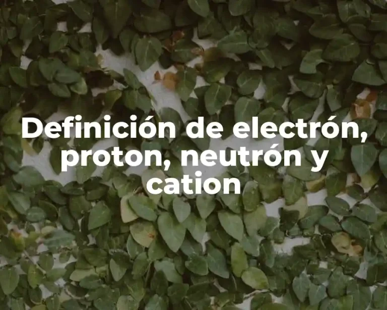 Definición de electrón, proton, neutrón y cation