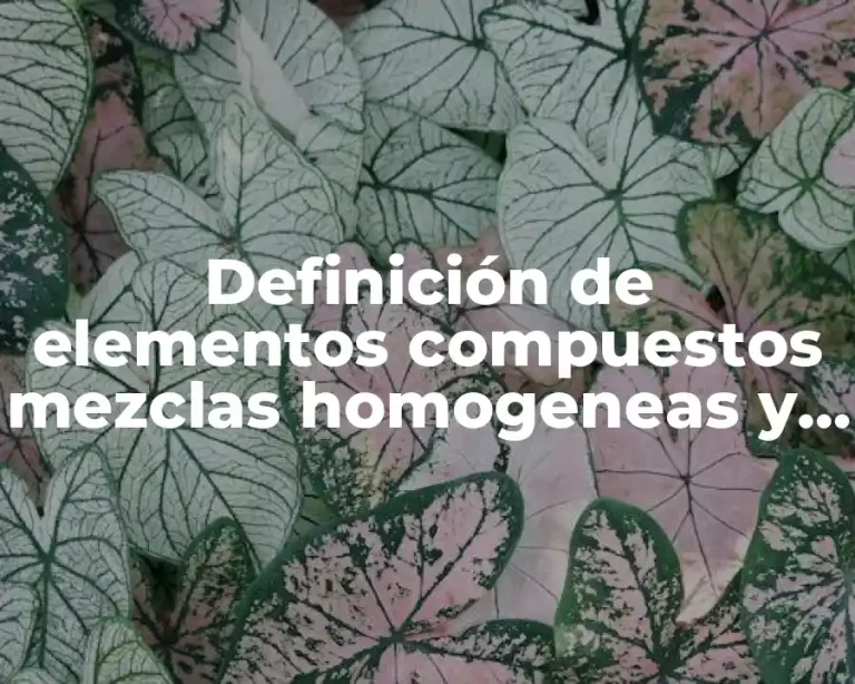 Definición de elementos compuestos mezclas homogeneas y heterogeneas