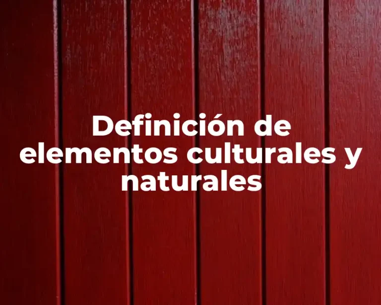 Definición de elementos culturales y naturales