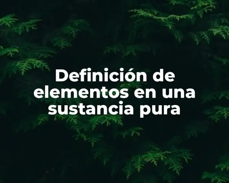Definición de elementos en una sustancia pura