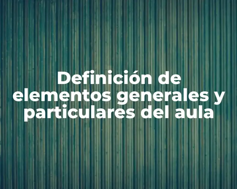 Definición de elementos generales y particulares del aula