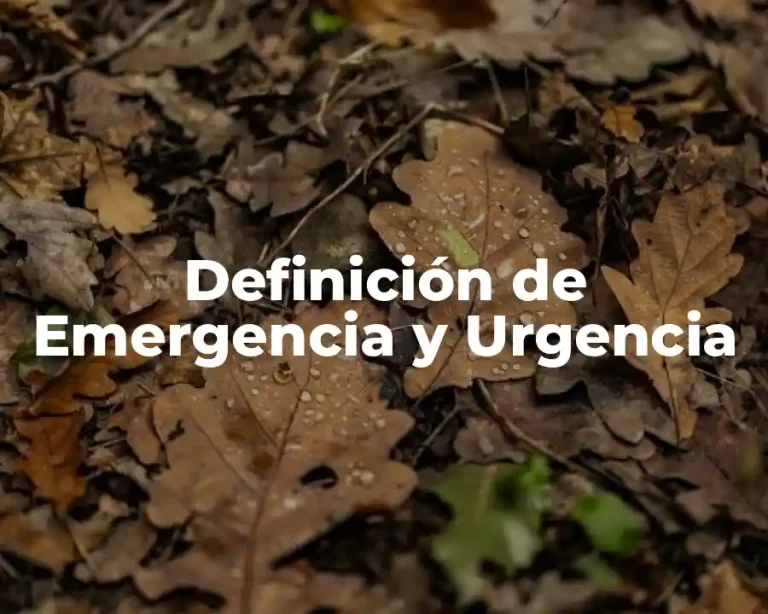 Definición de Emergencia y Urgencia