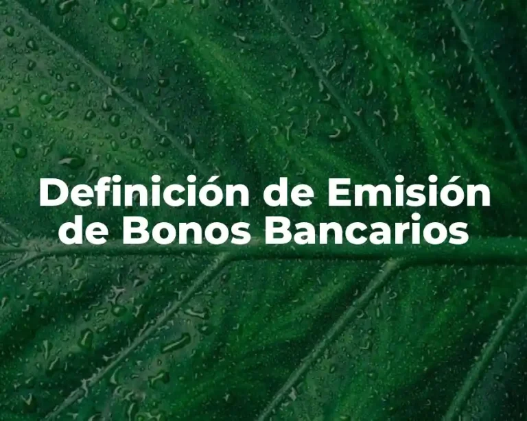 Definición de Emisión de Bonos Bancarios