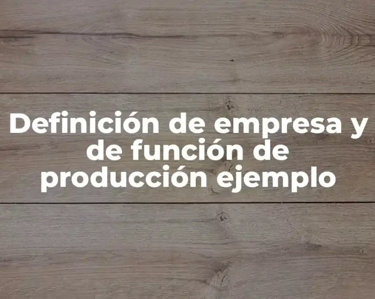Definición de empresa y de función de producción ejemplo