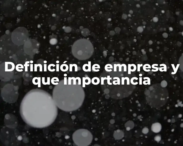 Definición de empresa y que importancia