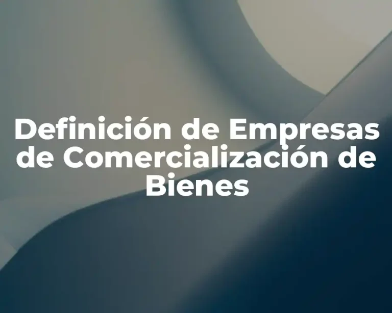 Definición de Empresas de Comercialización de Bienes