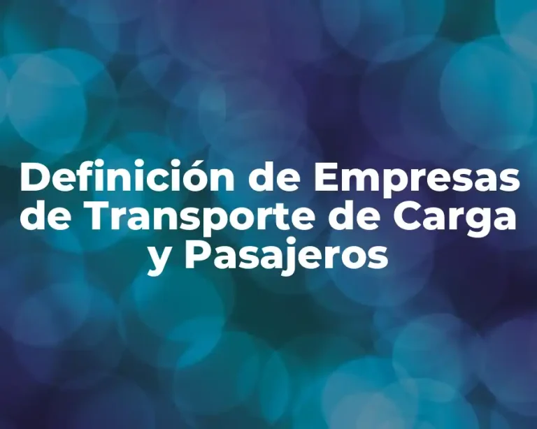 Definición de Empresas de Transporte de Carga y Pasajeros