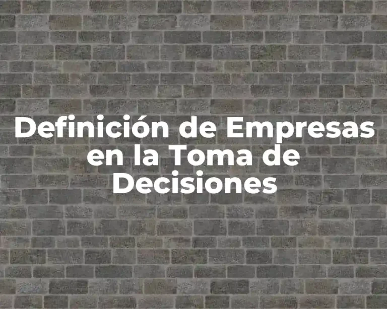 Definición de Empresas en la Toma de Decisiones