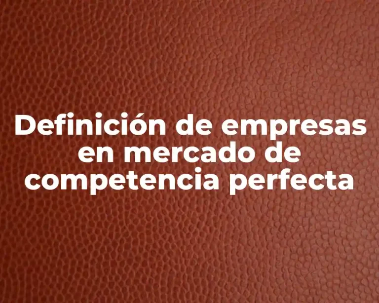 Definición de empresas en mercado de competencia perfecta