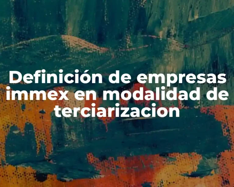 Definición de empresas immex en modalidad de terciarizacion