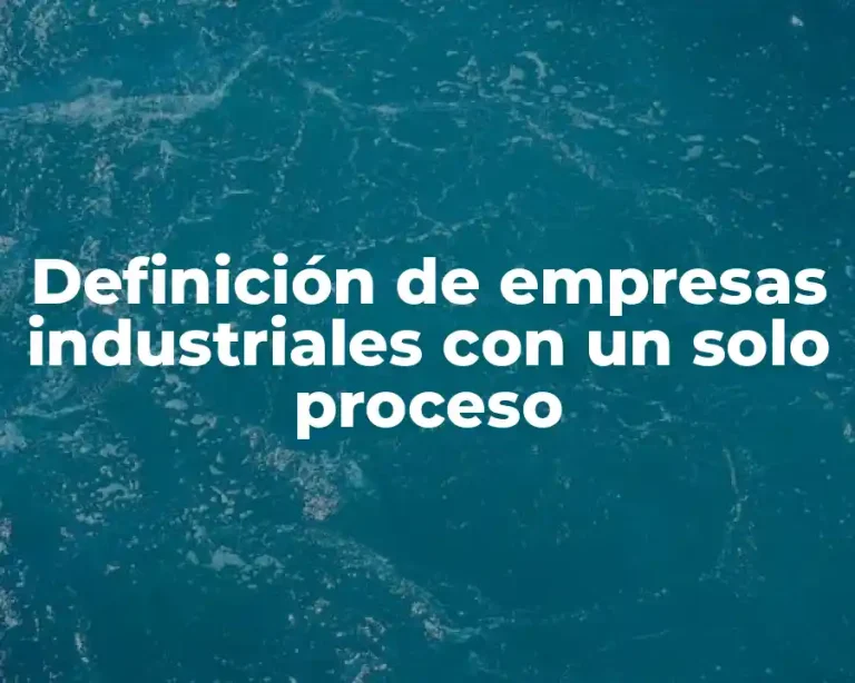 Definición de empresas industriales con un solo proceso