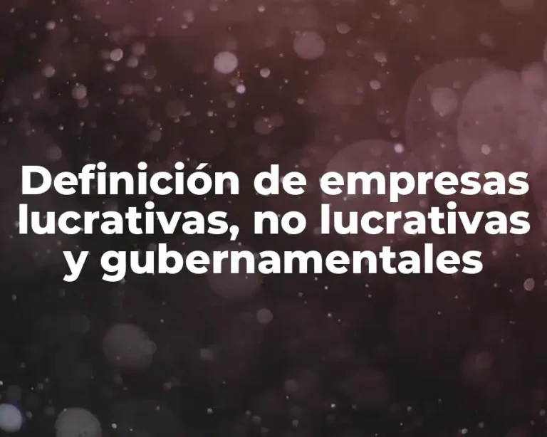 Definición de empresas lucrativas, no lucrativas y gubernamentales
