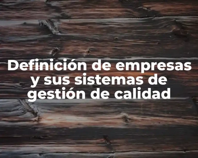 Definición de empresas y sus sistemas de gestión de calidad
