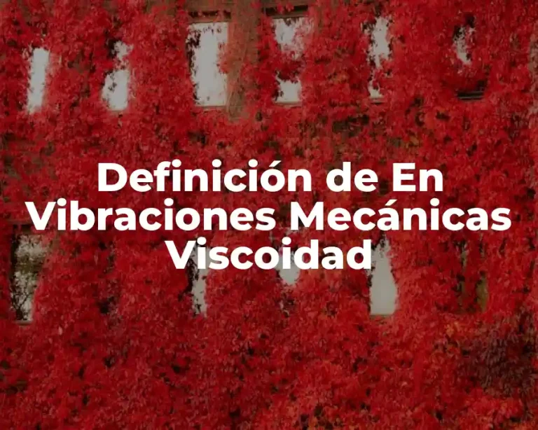 Definición de En Vibraciones Mecánicas Viscoidad