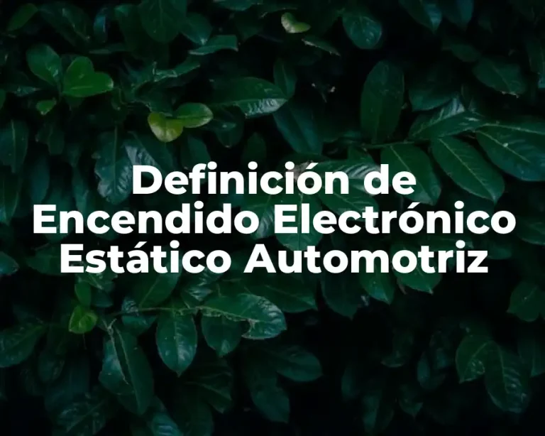 Definición de Encendido Electrónico Estático Automotriz