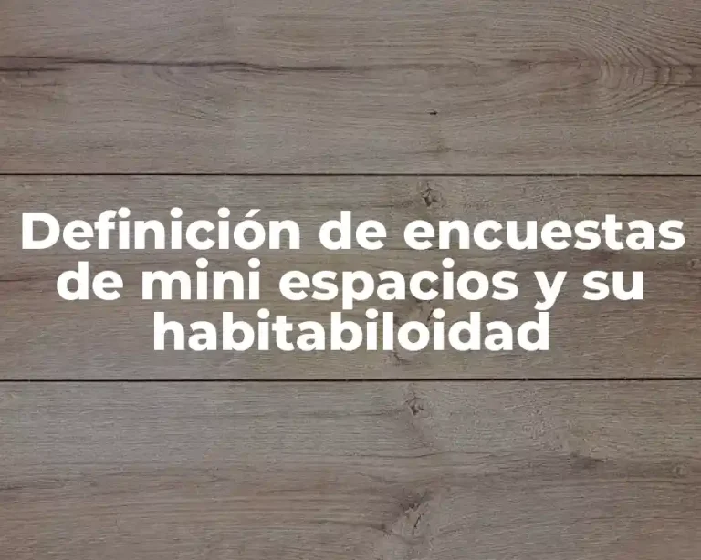Definición de encuestas de mini espacios y su habitabiloidad