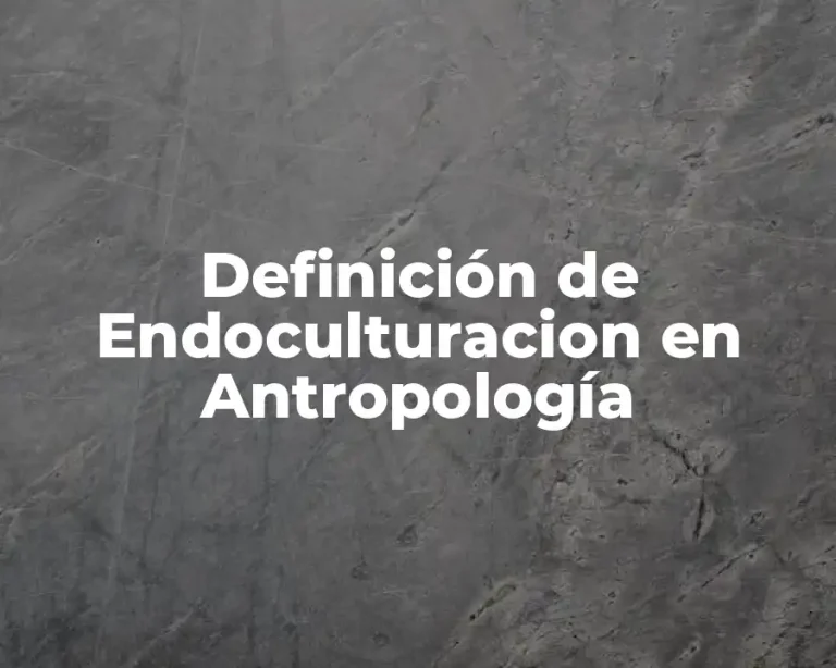Definición de Endoculturacion en Antropología