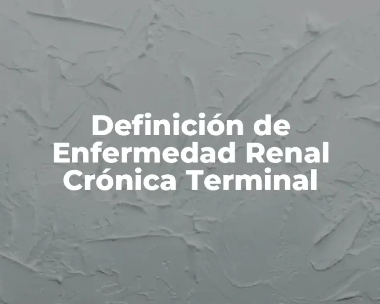 Definición de Enfermedad Renal Crónica Terminal