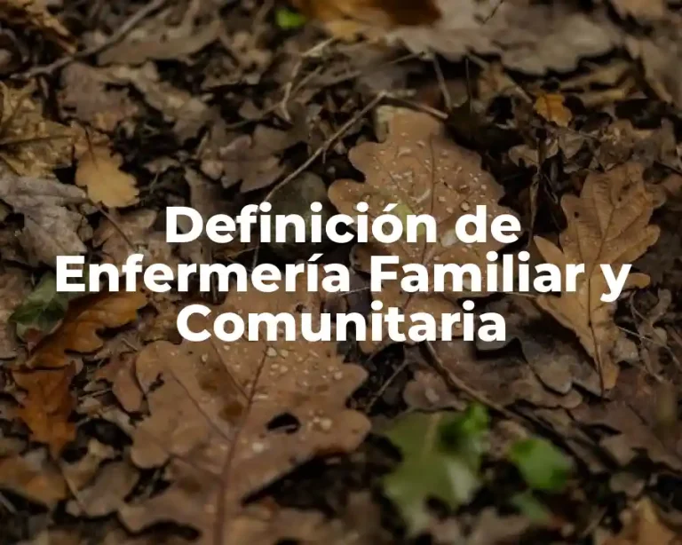 Definición de Enfermería Familiar y Comunitaria