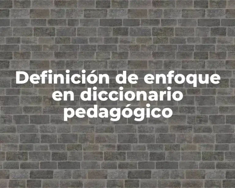 Definición de enfoque en diccionario pedagógico