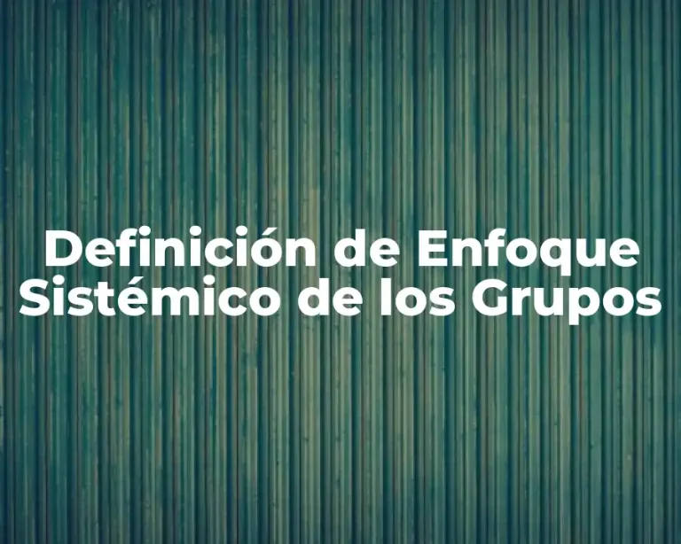Definición de Enfoque Sistémico de los Grupos