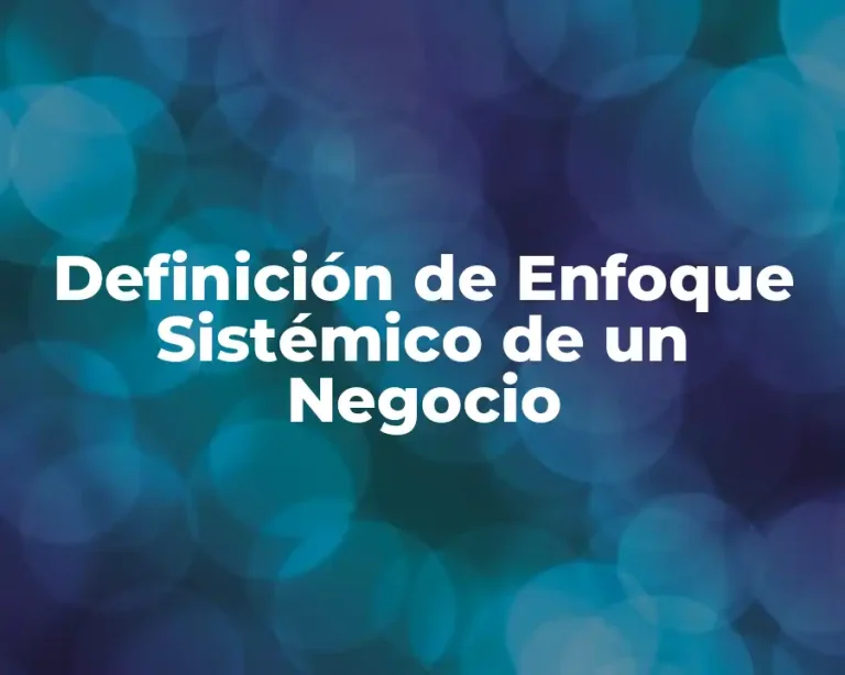 Definición de Enfoque Sistémico de un Negocio