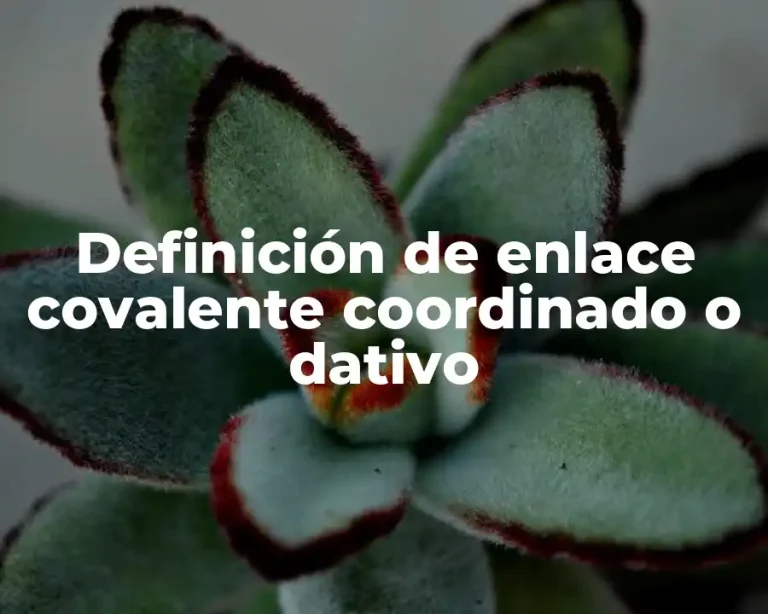 Definición de enlace covalente coordinado o dativo