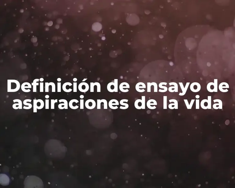 Definición de ensayo de aspiraciones de la vida