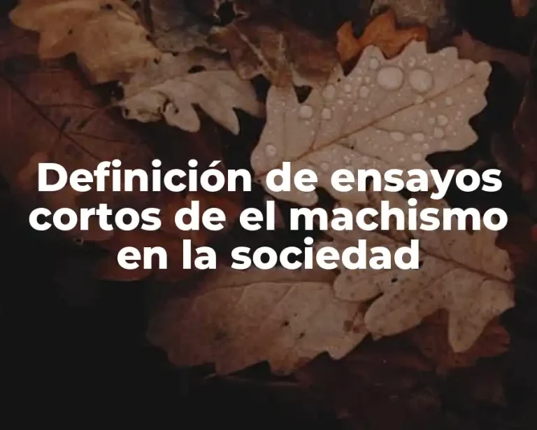 Definición de ensayos cortos de el machismo en la sociedad