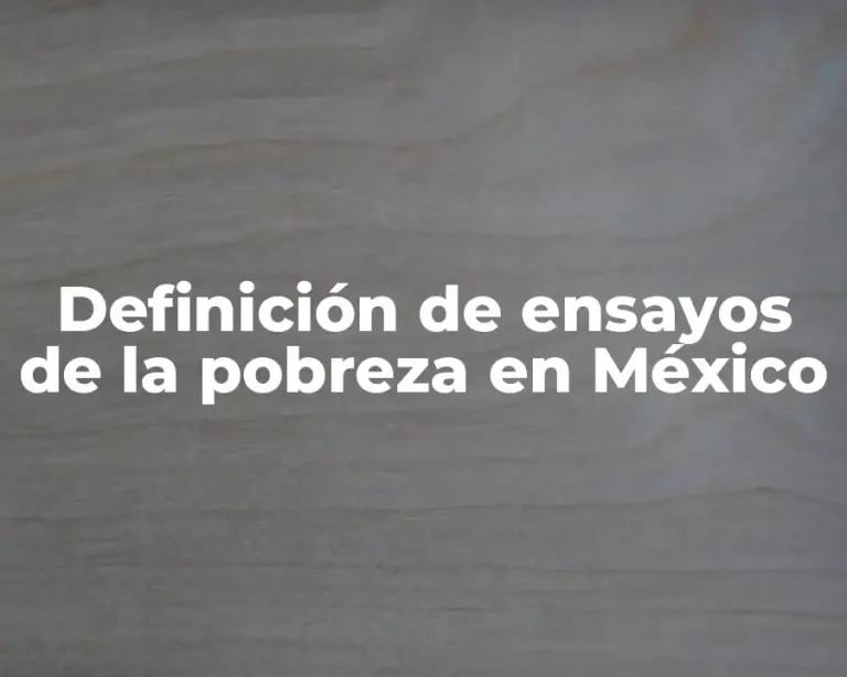 Definición de ensayos de la pobreza en México