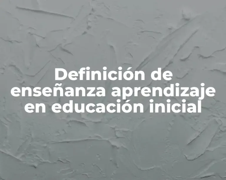 Definición de enseñanza aprendizaje en educación inicial