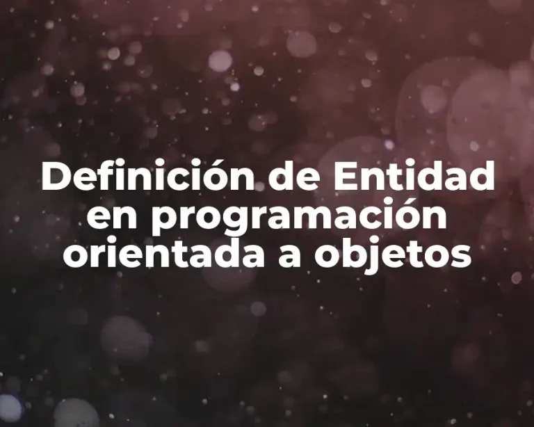 Definición de Entidad en programación orientada a objetos