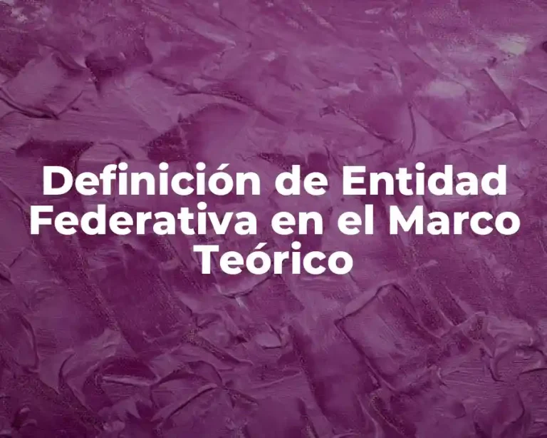 Definición de Entidad Federativa en el Marco Teórico