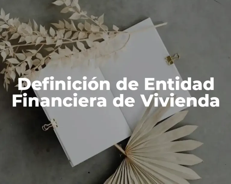 Definición de Entidad Financiera de Vivienda