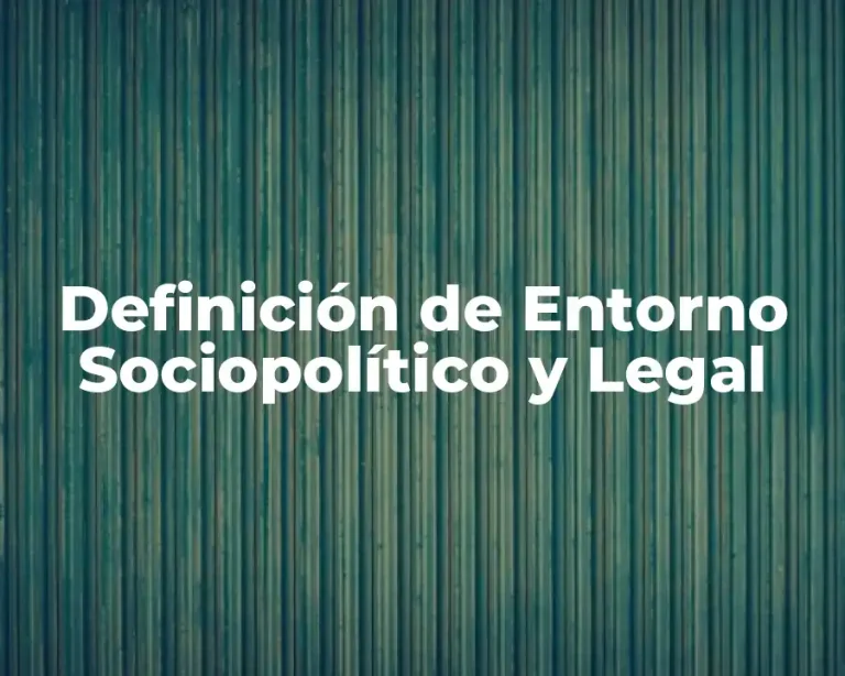 Definición de Entorno Sociopolítico y Legal