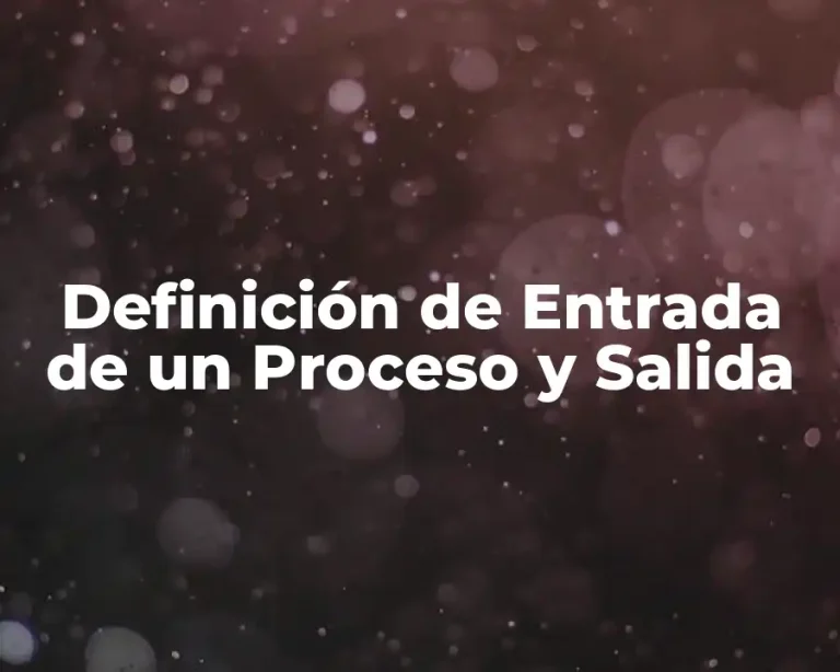 Definición de Entrada de un Proceso y Salida