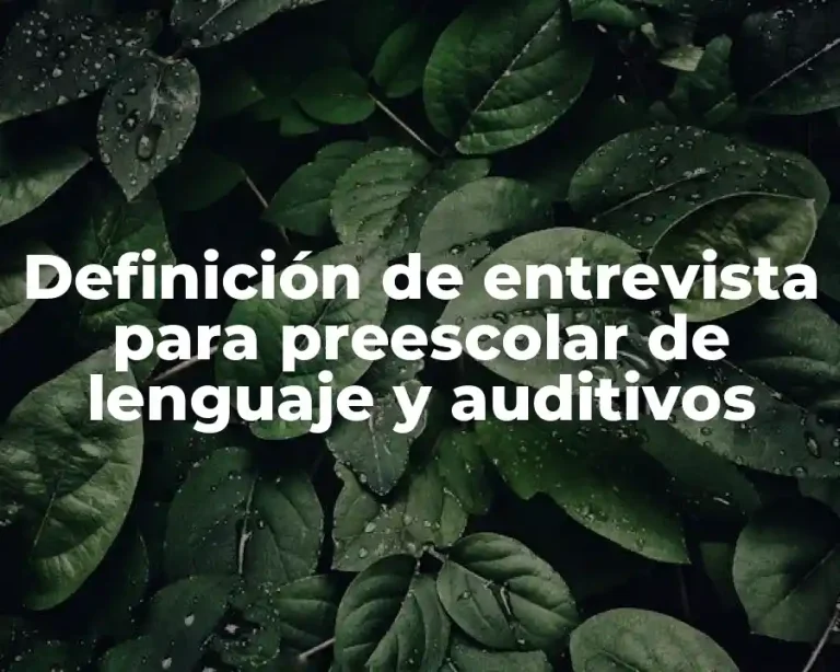 Definición de entrevista para preescolar de lenguaje y auditivos