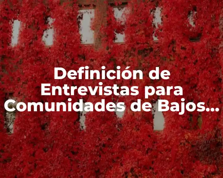 Definición de Entrevistas para Comunidades de Bajos Recursos