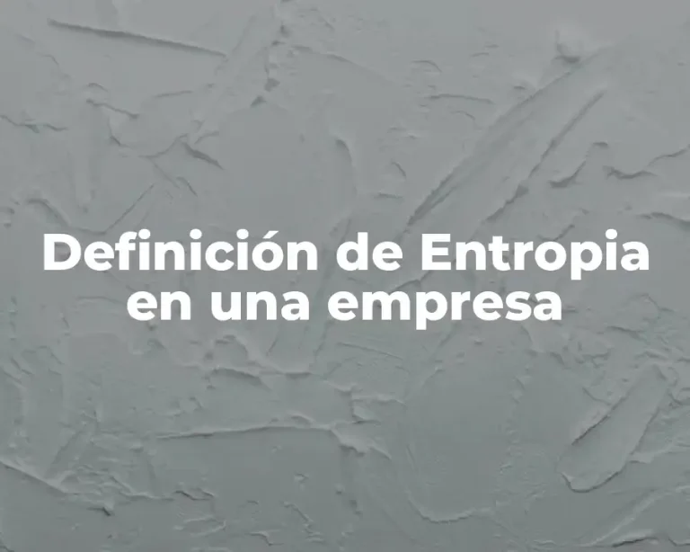 Definición de Entropia en una empresa