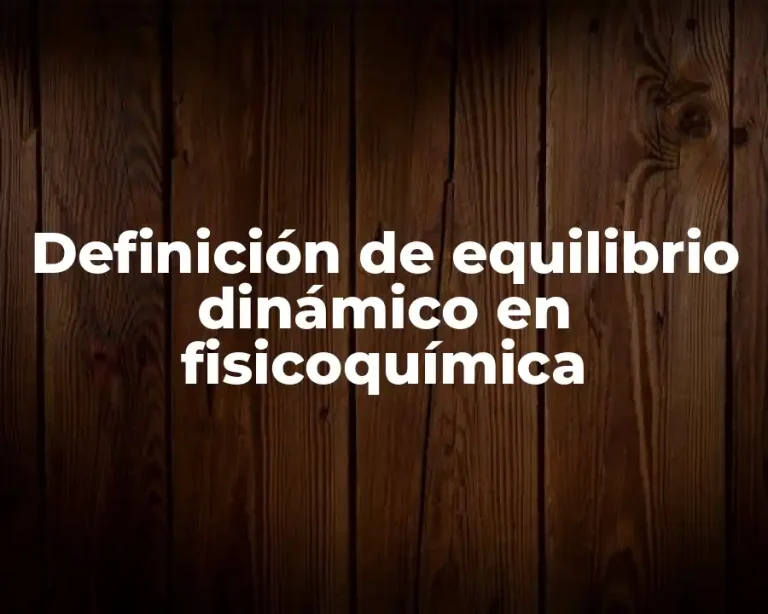 Definición de equilibrio dinámico en fisicoquímica