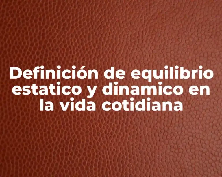 Definición de equilibrio estatico y dinamico en la vida cotidiana