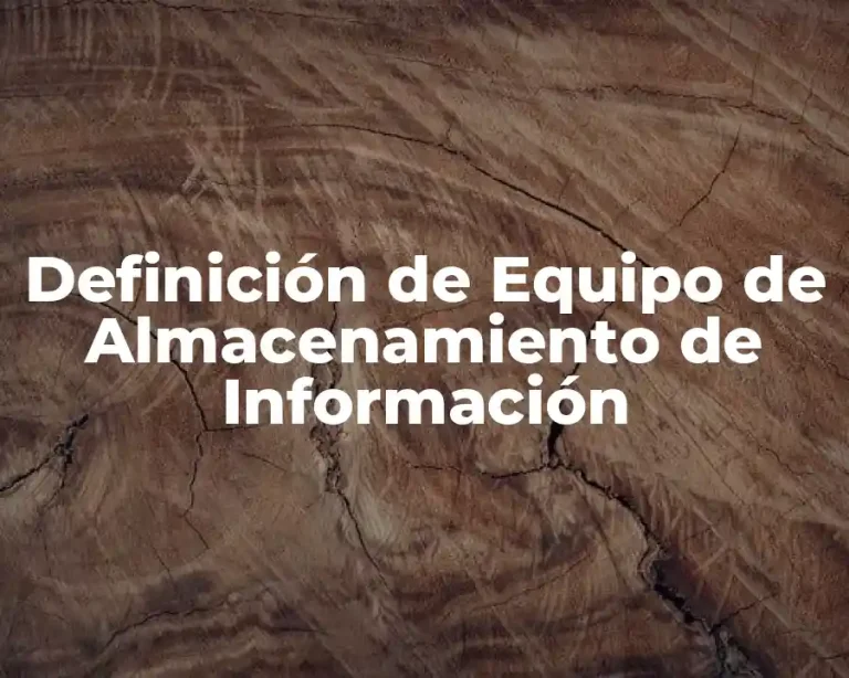Definición de Equipo de Almacenamiento de Información